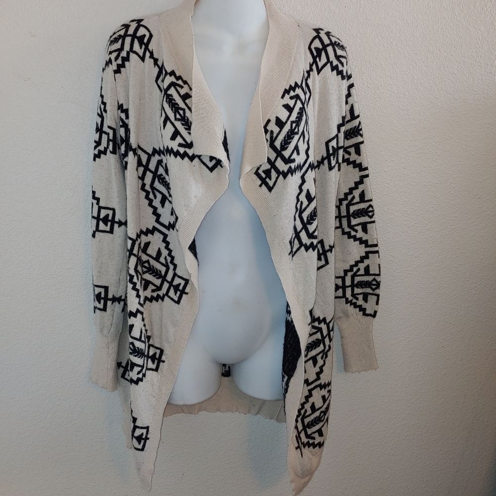 Waterfall front Aztec tribal print cardigan size s